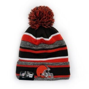 New Era Cleveland Browns Winter Beanie Mens Striped Knit Hat NFL Fan Gear NWT